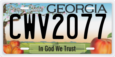 GA license plate CWV2077