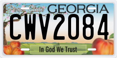 GA license plate CWV2084