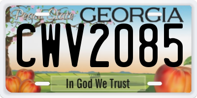 GA license plate CWV2085
