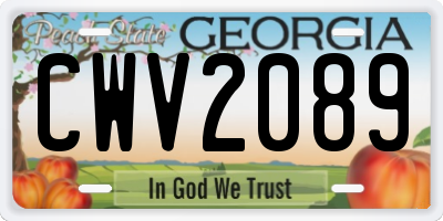 GA license plate CWV2089