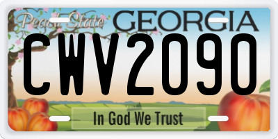 GA license plate CWV2090