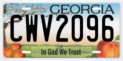 GA license plate CWV2096