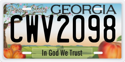 GA license plate CWV2098
