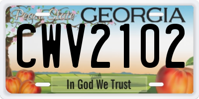 GA license plate CWV2102
