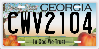 GA license plate CWV2104