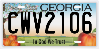 GA license plate CWV2106