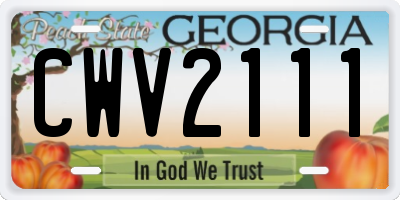 GA license plate CWV2111
