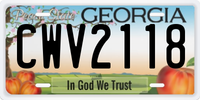 GA license plate CWV2118