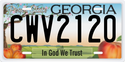 GA license plate CWV2120