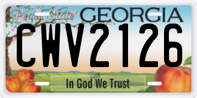 GA license plate CWV2126