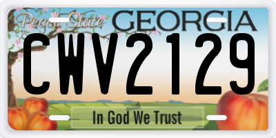 GA license plate CWV2129