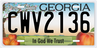 GA license plate CWV2136