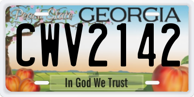 GA license plate CWV2142