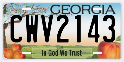 GA license plate CWV2143