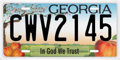 GA license plate CWV2145