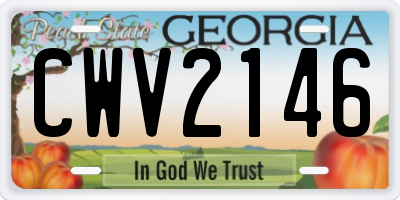 GA license plate CWV2146