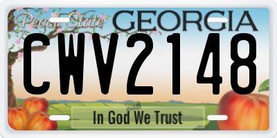 GA license plate CWV2148