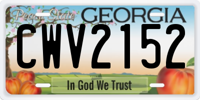 GA license plate CWV2152
