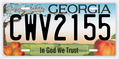 GA license plate CWV2155