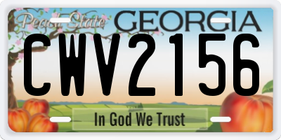 GA license plate CWV2156