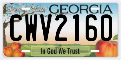 GA license plate CWV2160