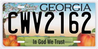 GA license plate CWV2162