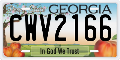 GA license plate CWV2166