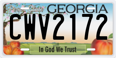 GA license plate CWV2172