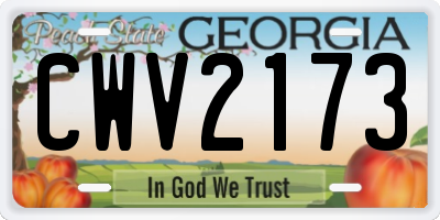 GA license plate CWV2173