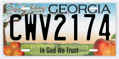 GA license plate CWV2174