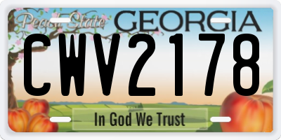GA license plate CWV2178