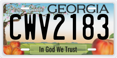 GA license plate CWV2183