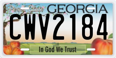 GA license plate CWV2184