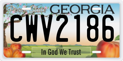 GA license plate CWV2186