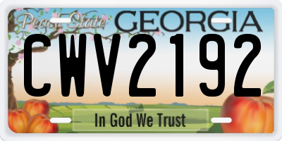 GA license plate CWV2192