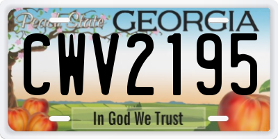 GA license plate CWV2195