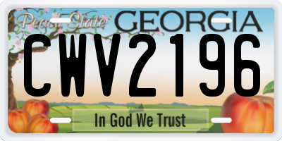GA license plate CWV2196