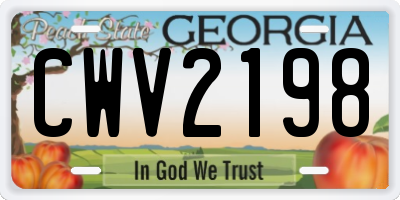 GA license plate CWV2198