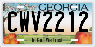GA license plate CWV2212