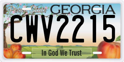 GA license plate CWV2215