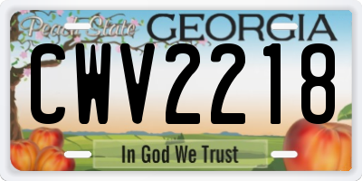 GA license plate CWV2218