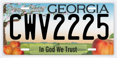 GA license plate CWV2225