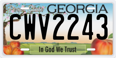 GA license plate CWV2243