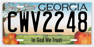 GA license plate CWV2248