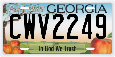 GA license plate CWV2249