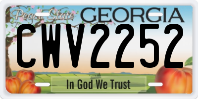 GA license plate CWV2252