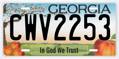 GA license plate CWV2253