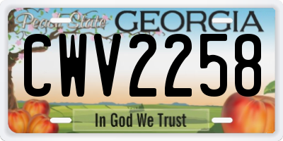 GA license plate CWV2258