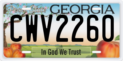 GA license plate CWV2260