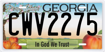 GA license plate CWV2275